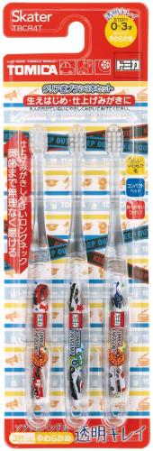 スケーター(Skater) 歯ブラシ 乳児用 0-3才 やわらかめ クリア 3本入り歯ブラシ トミカ 23 TBCR4T-A