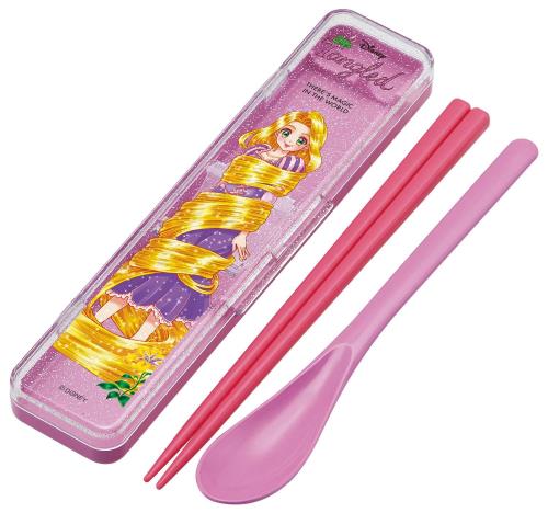 スケーター(Skater) 箸 スプーン コンビセット 18cm 抗菌加工 お弁当 大人用 シリコンクッション付きで音がならない 日本製 塔の上のラプンツェル 中川翔子 ディズニー プリンセス CCS3SAAG-A