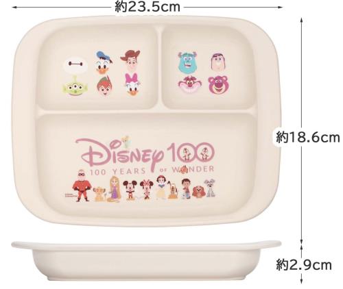 スケーター(Skater) ベビー食器 ランチプレート 子供用 抗菌 プラスチック製 470ml Disney 100 XP7AG-A 2