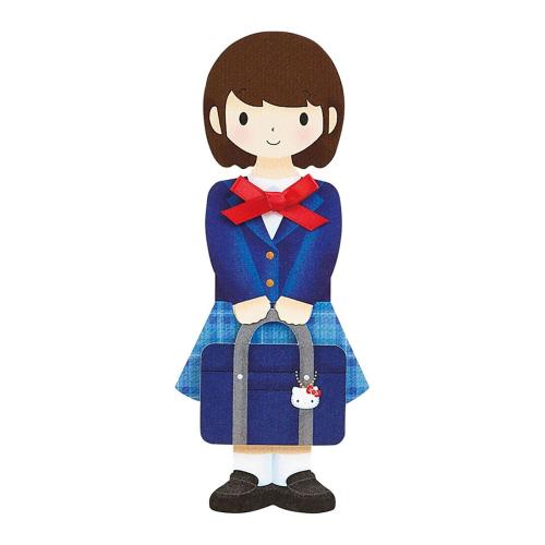 サンリオ(SANRIO) メッセージカード 入園入学 学生服女の子型抜き KTJSG28-5 718882