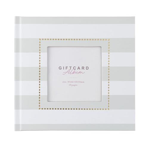ナカバヤシ ギフトカードアルバム ブック式/スクエアサイズ/プラコート(クラフト)台紙 エクリュ ボーダー A-SMBP-101-3