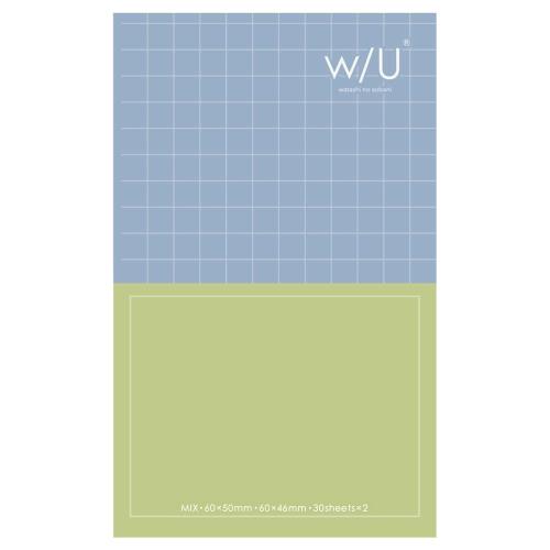 ナカバヤシ W/U (watashi no sobani) ノート付箋 スリム ミックス/ブルーxグリーン WU-FSTN-M-BG