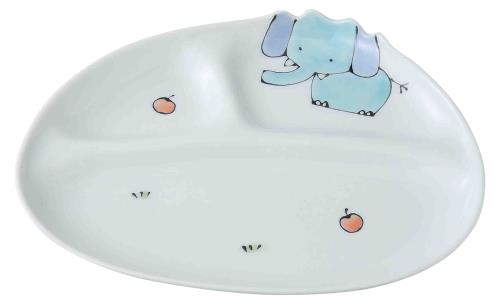 西海陶器 波佐見焼 仕切付 ミニプレート ぞう柄 22.5cm 60234(3)