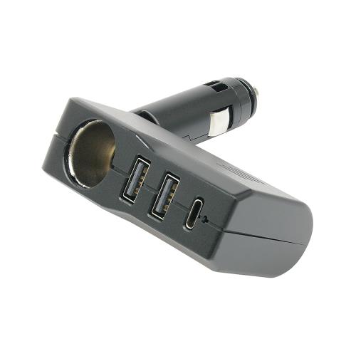 槌屋ヤック(Tsuchiya Yac) 車内用品 増設 ソケット スリムソケット ディレクション 2USB+Type-C ブラック ZE-82