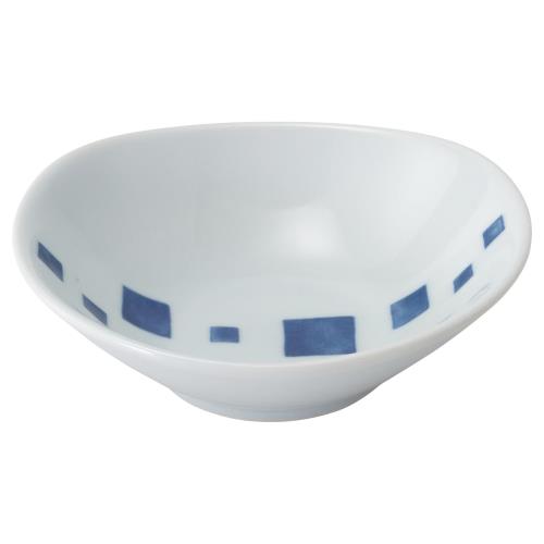 Western Tableware - 美濃焼 小鉢 楕円小付 直径約12cm 角紋 ブルー 日本製 電子レンジ可 食洗器対応 34087