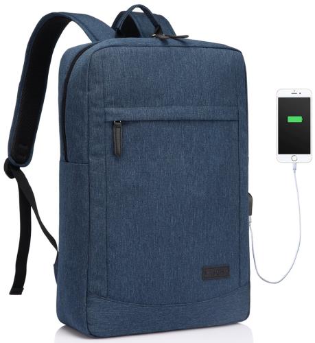 [Vaschy] リュック メンズ, 出張 ビジネスバッグ USB充電ポート リュックサック 多機能 男女兼用 通勤 スクエア型 PCバッグ ブルー