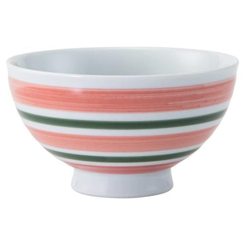有田焼 ご飯茶碗 直径約11cm 駒筋 レッド 日本製 電子レンジ可 食洗器対応 74105