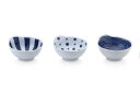 西海陶器(Saikaitoki) 食器 器 セット とんすい 中鉢 おしゃれ indigo 藍玉たっぷり 手付 ボウル (3柄組)