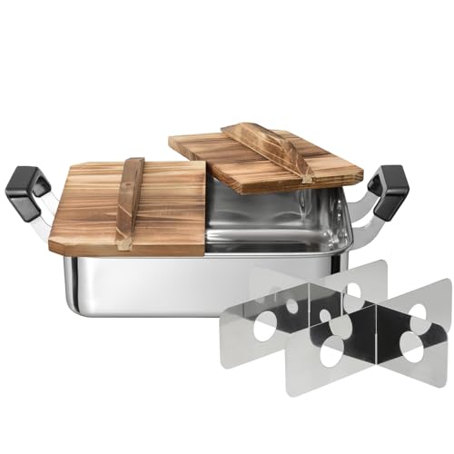 和平フレイズ ステンレス 角型 おでん鍋 24×28cm 4.8L ガス火専用 木の蓋付 烹味屋 RB-3261