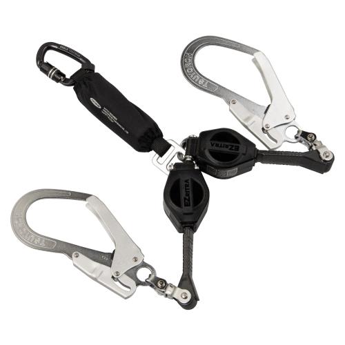 [藤井電工] 新規格 EZリトラ イージーリトラ ロック機構付き 巻取式 ツインランヤード 130KGまで対応 TL-2-EZ93SV-21KSG-130KG 2丁掛けランヤード ランヤード 兼用型 日本製 2023年モデル 高所作業 墜落制止用器具 フルハーネス 胴ベルト 安全帯 ツヨロン TSUYORON