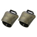 PATIKIL 1.5 x 2.8 x 1.5 ミニカウベル 2個セット アイアン製 ビンテージスタイル メタルフェスティブベル 動物 紛失防止用 緑パティナ