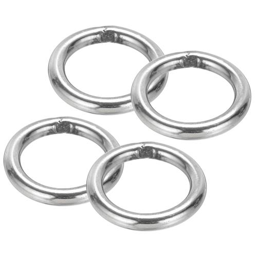 PATIKIL Oリング 6x40 mm Oバックル 溶接丸リング メタルリング 304ステンレス鋼製 多目的 DIY装飾 ベルト 工芸品 吊り下げ物 犬用リーシュ用 シルバートーン 4個