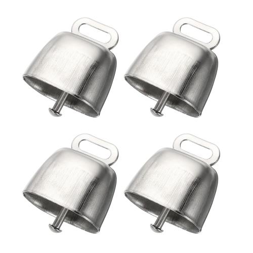 PATIKIL 1.4 x 2.4 x 1.4 ミニカウベル 4個セット アイアン製 ヴィンテージスタイル メタルフェスティブベル 動物 紛失防止用 シルバートーン