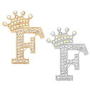 PATIKIL レター ブローチ Fレター 2個 ブローチピン アルファベット 英字 クラウン イニシャル ラインストーン 襟ピンピン ピンバッジ レディース スーツ ドレス コート フォーマル 普段 金/シルバー