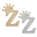 PATIKIL レター ブローチ Zレター 2個 ブローチピン アルファベット 英字 クラウン イニシャル ラインストーン 襟ピンピン ピンバッジ レディース スーツ ドレス コート フォーマル 普段 金/シルバー