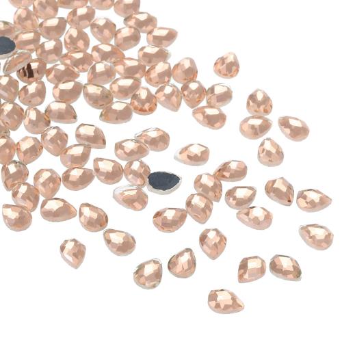 Rakuten - PATIKIL フラットバックアクリルティアドロップジェム 100個8x6mmティアドロップラインストーンビーズ 宝石メイキングDIYクラフト ゴー ルデンシャンパン