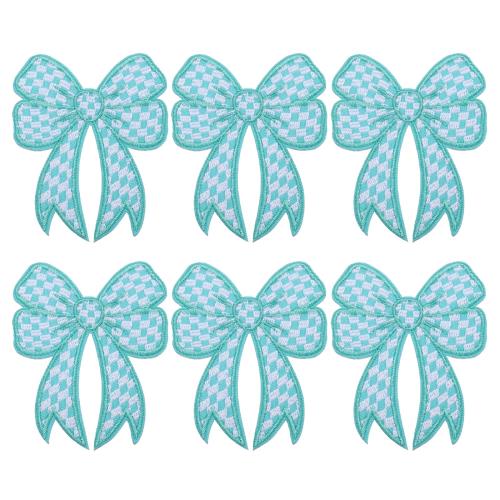 PATIKIL アイロンパッチ 6パック チェック柄リボンパッチファブリック刺繍パッチジーンズ 帽子 バックパック シャツ 服 DIY裁縫用 装飾アップリケ 緑