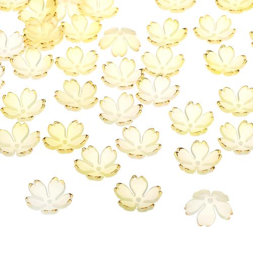 PATIKIL フローラルスペーサービーズ 100個 金色メッキ 5枚花びらグラデーションアクリル桜の花ビーズ ブレスレット イヤリング ネックレス 宝石メイキング DIYクラフト用 イエローグラデーション