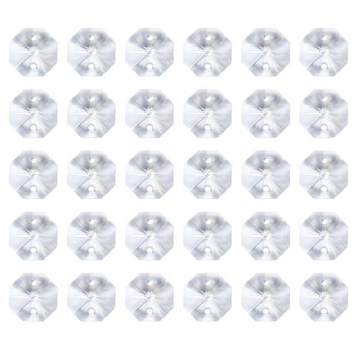 PATIKIL K9水晶オクタゴンビーズ2穴ペンダント 60個パック12mmシャンデリアプリズムパーツ装飾吊りビーズ DIYアートクラフト装飾用 クリア