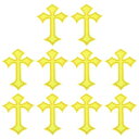 PATIKIL クロス刺繍パッチ 10個セット クロス縫い付けアイロンで装飾パッチ 4.1(長さ)x 2.8(幅) イエロー