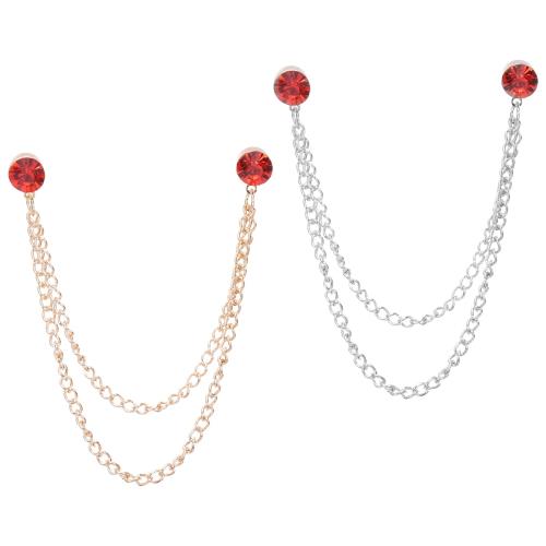 PATIKIL ラインストーンチェーンブローチピン 2個のラウンドクリス タルタッセルチェーンハンギングファッションクリス タルラ ペルスーツピン 女性用男性用服装ドレスブーケコートハットバッグ レッド