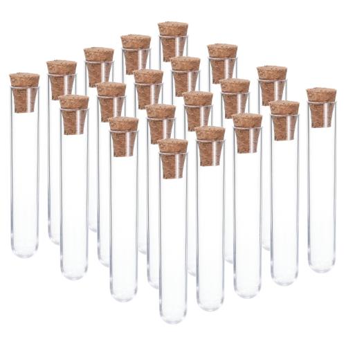 PATIKIL 5ml プラスチック試験管 コルク栓付き 75 x 12 mm チューブ 20個入り 科学パーティーの装飾 キャンディビーズの保管 バスソルト 研究室用 透明