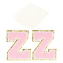 PATIKIL アイロン文字パッチ 2パックのシェニールグリッターレターパッチ ジーンズ 衣類 バッグ 帽子 シャツ クラフトの修理用テープ付き ピンク アルフ...