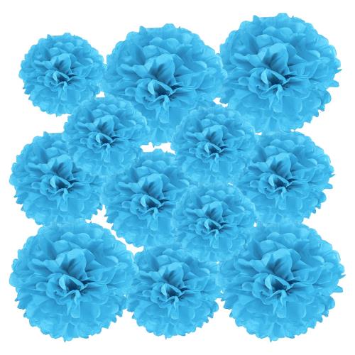 PATIKIL ペーパーフラワー ポンポンフラワー 12個 お花紙 ひな祭り 飾り パーティーグッズ 誕生日 結婚式 卒業式 100日祝い 文化祭 入学祝い パーティー バックドロップ装飾 10cm 15cm 20cm直径 ブルー