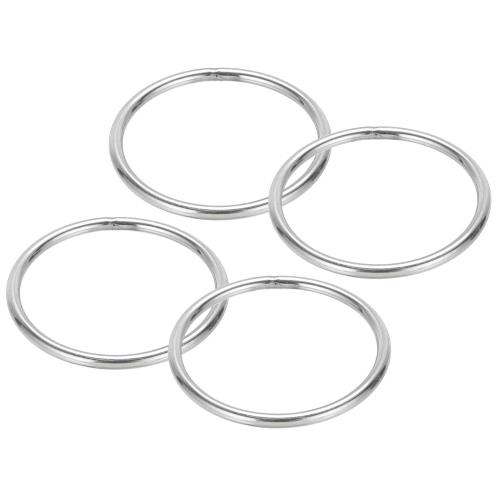 PATIKIL Oリング 4x60 mm Oバックル 溶接丸リング メタルリング 304ステンレス鋼製 多目的 DIY装飾 ベルト 工芸品 吊り下げ物 犬用リーシュ用 シルバートーン 4個