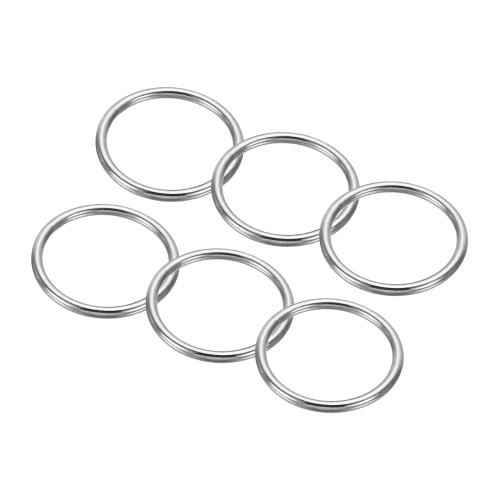 PATIKIL Oリング 3x30 mm Oバックル シームレス リング メタルリング 304ステンレス鋼製 多目的 DIY装飾 ベルト 工芸品 吊り下げ物 犬用リーシュ用 シルバートーン 6個