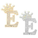 PATIKIL レター ブローチ Eレター 2個 ブローチピン アルファベット 英字 クラウン イニシャル ラインストーン 襟ピンピン ピンバッジ レディース スーツ ドレス コート フォーマル 普段 金/シルバー