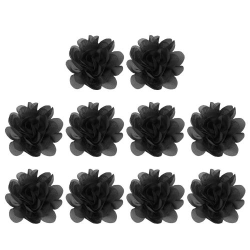 乐天商城 - PATIKIL 2 シフォンフラワー 10個 メッシュ生地フラワー 手芸用アップリケ ヘッドバンド装飾 DIYクラフト ウェディングデコレーション 黒