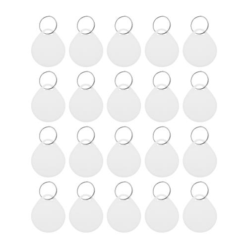 PATIKIL 20個のプラスチック製キータグ 丈夫なラウンドホワイト製品識別ラベルステッカーおよびスプリ..