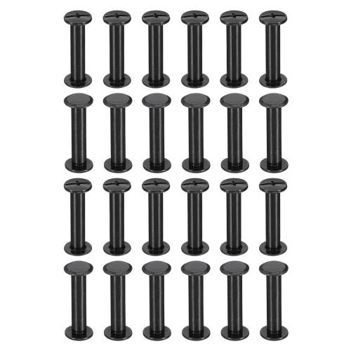 PATIKIL 24セットのシカゴスクリュー 23 mm lシカゴスクリュー バインディングポストスクリューボルト レザーリベットファスナーコネクター レザーベルト スクラップブック フォトアルバム用 ブ ラッ ク