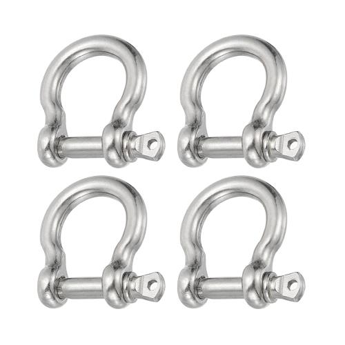 PATIKIL スクリューピンシャックル5mm 3/16 353lb 4個304ステンレス鋼 ボウシャックル海洋グレードチェーンワイヤーロープアウトドア用 シルバー