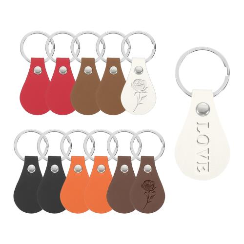 PATIKIL 12個のレザーキーフォブキット、ラウンドPUレザーキーチェーンブ ランクス、リベットとキーリング、DIYクラフトレーざー彫刻用、6色