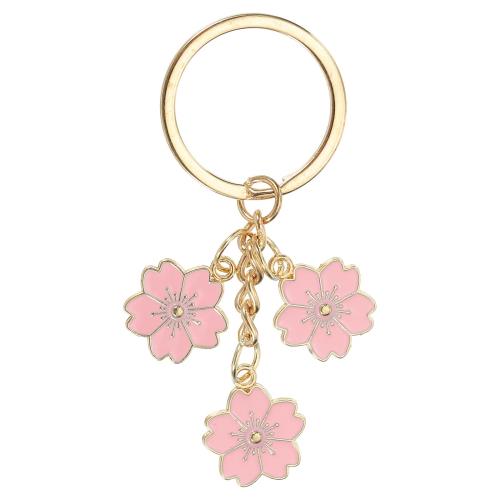 [PATIKIL] 花のキーチェーン装飾 可愛い桜エナメルキーチェーンフローラルキーリングペンダント 女性へのギフト 財布 ハンドバッグ バッグの装飾 ピンク色