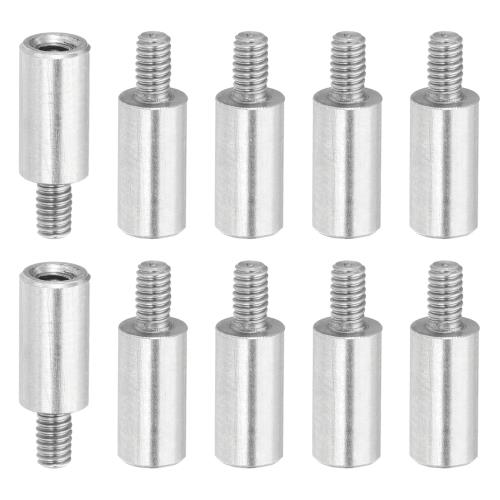 PATIKIL シングルヘッドスタッド 10個 M2.5x10+4mm ステンレス鋼 丸型からメス型スタンドオフスペーサーねじボルト クワッドコプタードローン コンピューター＆回路基板アソートキット用 シルバー