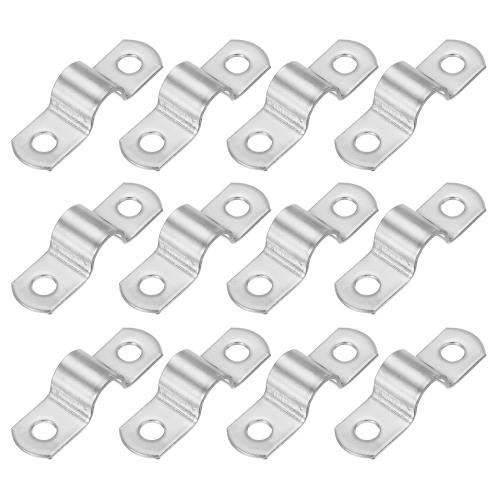 PATIKIL サドルバンド 10mm 2穴 パイプクランプ 厚い パイプ固定金具 304ステンレス 配管 サドル パイプ ケーブルワイヤ 固定用 12個