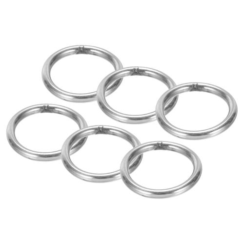 PATIKIL Oリング 3x25 mm Oバックル 溶接丸リング メタルリング 304ステンレス鋼製 多目的 DIY装飾 ベルト 工芸品 吊り下げ物 犬用リーシュ用 シルバートーン 6個