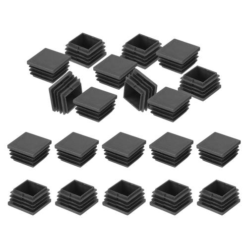 PATIKIL 30x30 mm プラスチックチューブエンドキャップ 20個 角穴プラグインサート 角型鉄パイプ 椅子脚 テーブル 本棚 パティオ 家具用 黒