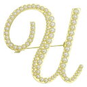 PATIKIL レターブローチピン パールイニシャルアルファベットUレターラ ペルバッジピン 女性用メンズガールワイフスーツクローズドレスブーケコートハットバッグクラフトパーティー ゴ ールドトーン