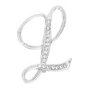 PATIKIL ブローチピン アルファベット イニシャル レター l ラインストーンブローチ メタル 水晶 英字A-Zピン 女性 胸元 アクセント ギフト スーツ服 帽子 ネックレス コレクション クラフト 記念日 贈り物 シルバートーン