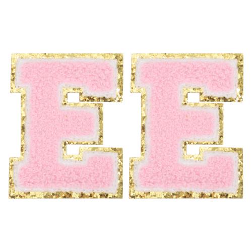 PATIKIL アイロン文字パッチ 2パックのシェニールグリッターレターパッチ ジーンズ 衣類 バッグ 帽子 シャツ クラフトの修理用に刺繍されたパッチ ピンク...