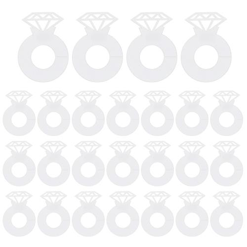 PATIKIL モンドリング ワイングラスマーカー 25個 紙リング ドリンクタグ シャンパン ネームタグ 結婚式 誕生日パーティー レストラン用 ホワイト