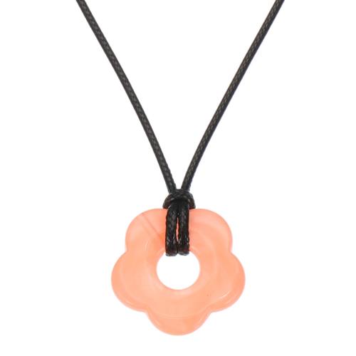 [PATIKIL] フラワー装飾、アクリルフラワーペンダントネックレス、調節可能なチョーカー紐コード、女性用ファッションアクセサリー、宝石デコレーション、オレンジ