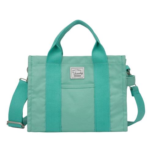 VASCHY トートバッグ レディース，帆布 軽量 小さめ ミニバッグ ショルダーバッグ 無地 2way マザーズバッグ ランチバッグ ハンドバッグ 自立 通学 通勤 お買い物 旅行 斜めがけ 緑