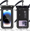 2025新登場 完全防水スマホ 防水 ケース 水に浮く IP68認証 クリア 顔認証 撮影 通話 画面操作 衝突防止/落下防止スポンジ保護ケース Phone 15/14 /13 Pro Max 12 11 XR SE Android 6.9インチ以下対応 海 温泉 風呂 プール 雨 潜水 スマホ用 防 水バック-1枚セット