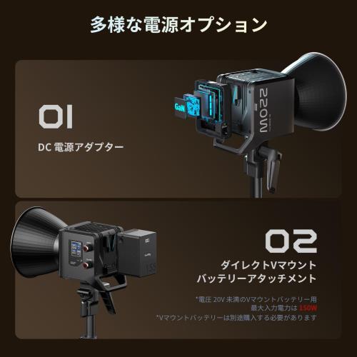 SmallRig RC 220B Pro 220W COBビデオライト、バイカラービデオライト2700K-6500K、CRI 95+ Bowensマウントライト、3つの電源供給方法をサポート、写真撮影と写真スタジオ用のアプリコントロール 4624