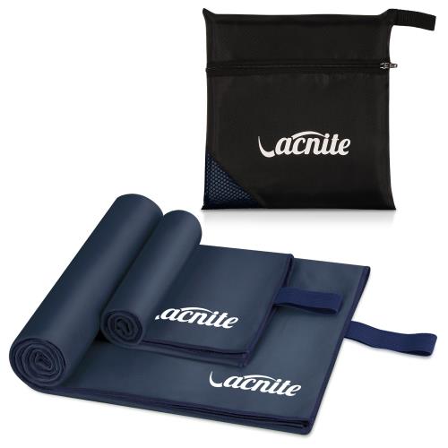 VACNITE 2枚 速乾タオル 152*78cm+80*38cm 3枚 スポーツタオル 152*78cm+80*38cm+38*38cm 収納袋付き 超吸水 柔らかい 色褪せない 防臭 高い耐久性 軽量 湿気 梅雨対策 旅行タオル バスタオル 水泳/スポーツ/旅行/家庭用 (2枚セット ネイビー)